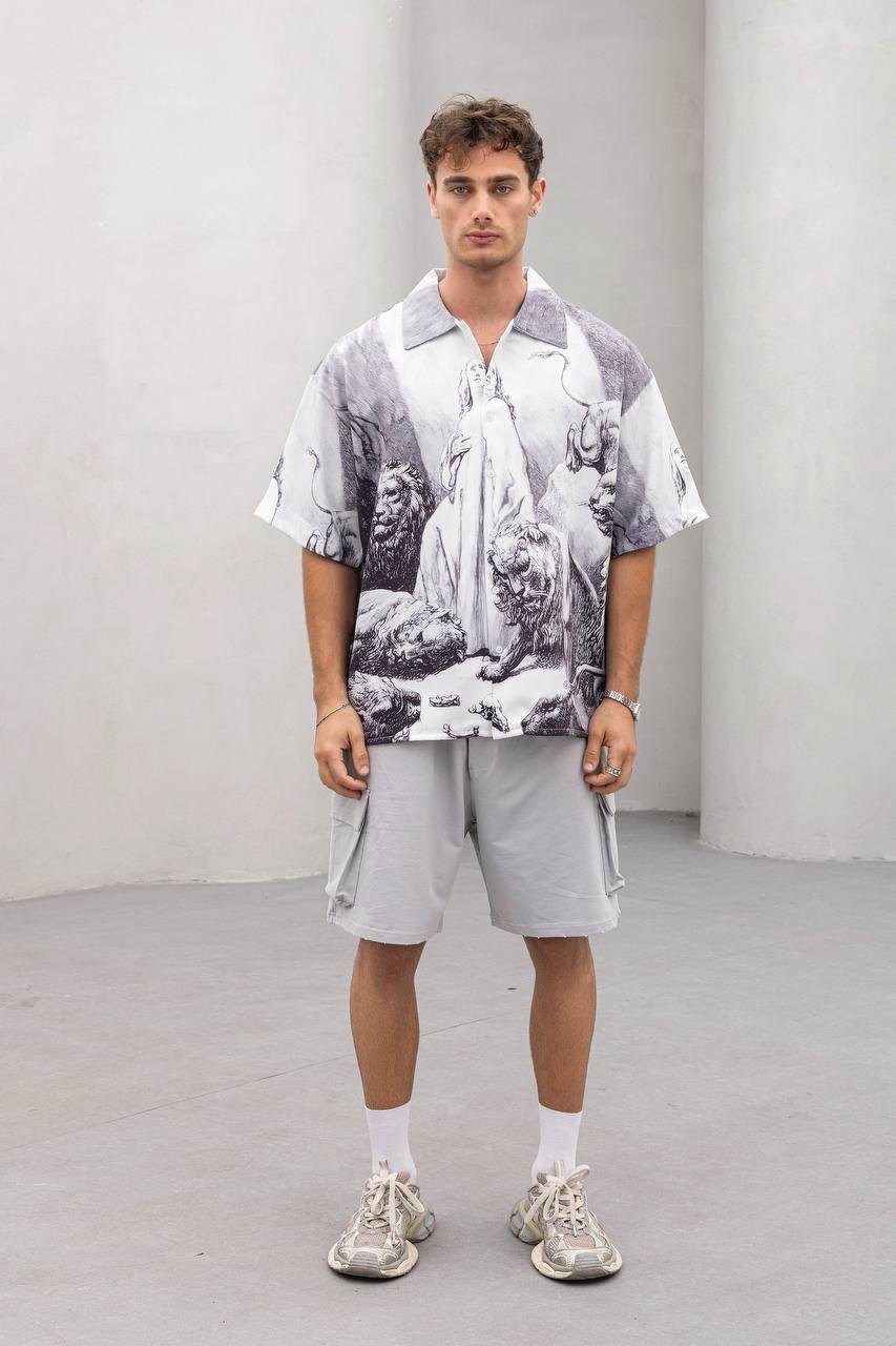 Baskılı Oversize Gömlek