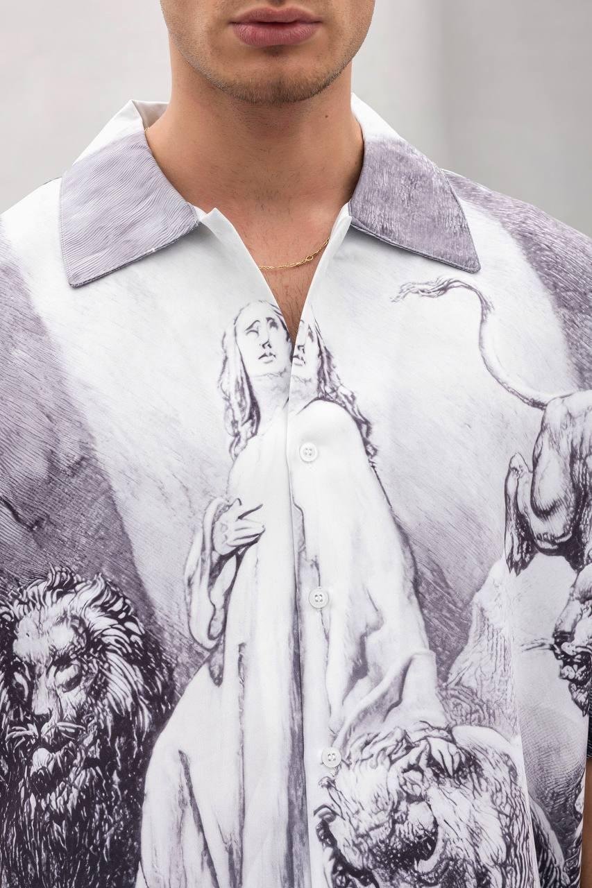 Baskılı Oversize Gömlek