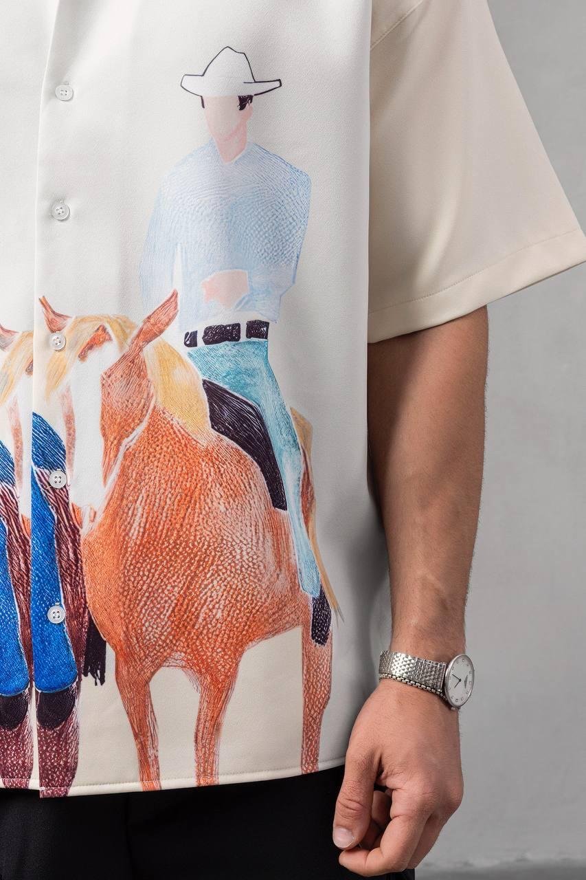 Baskılı Oversize Gömlek