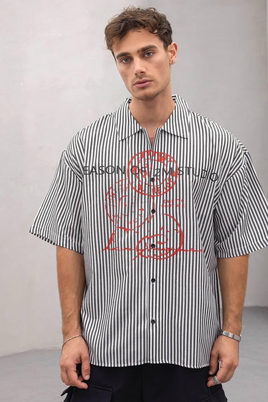 Baskılı Oversize Gömlek