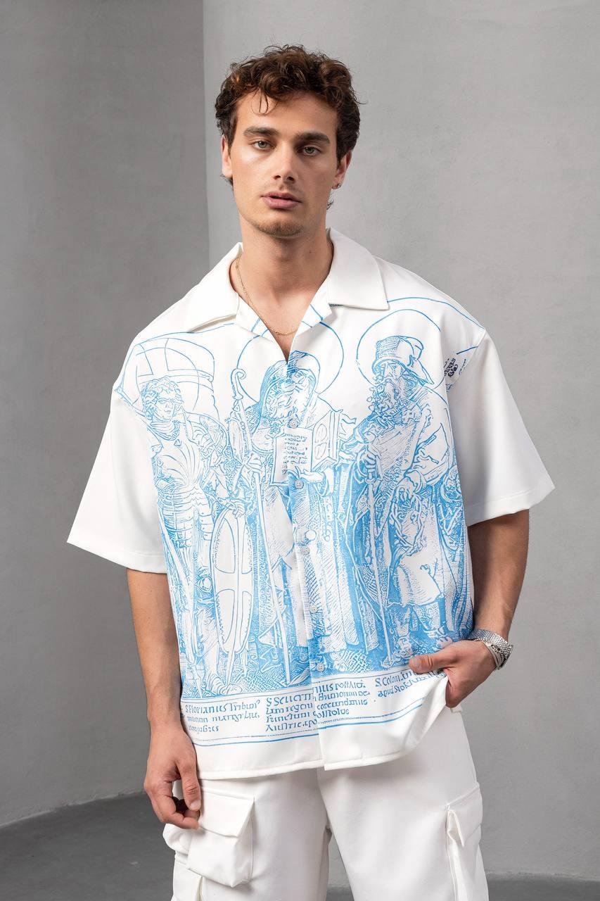 Baskılı Oversize Gömlek