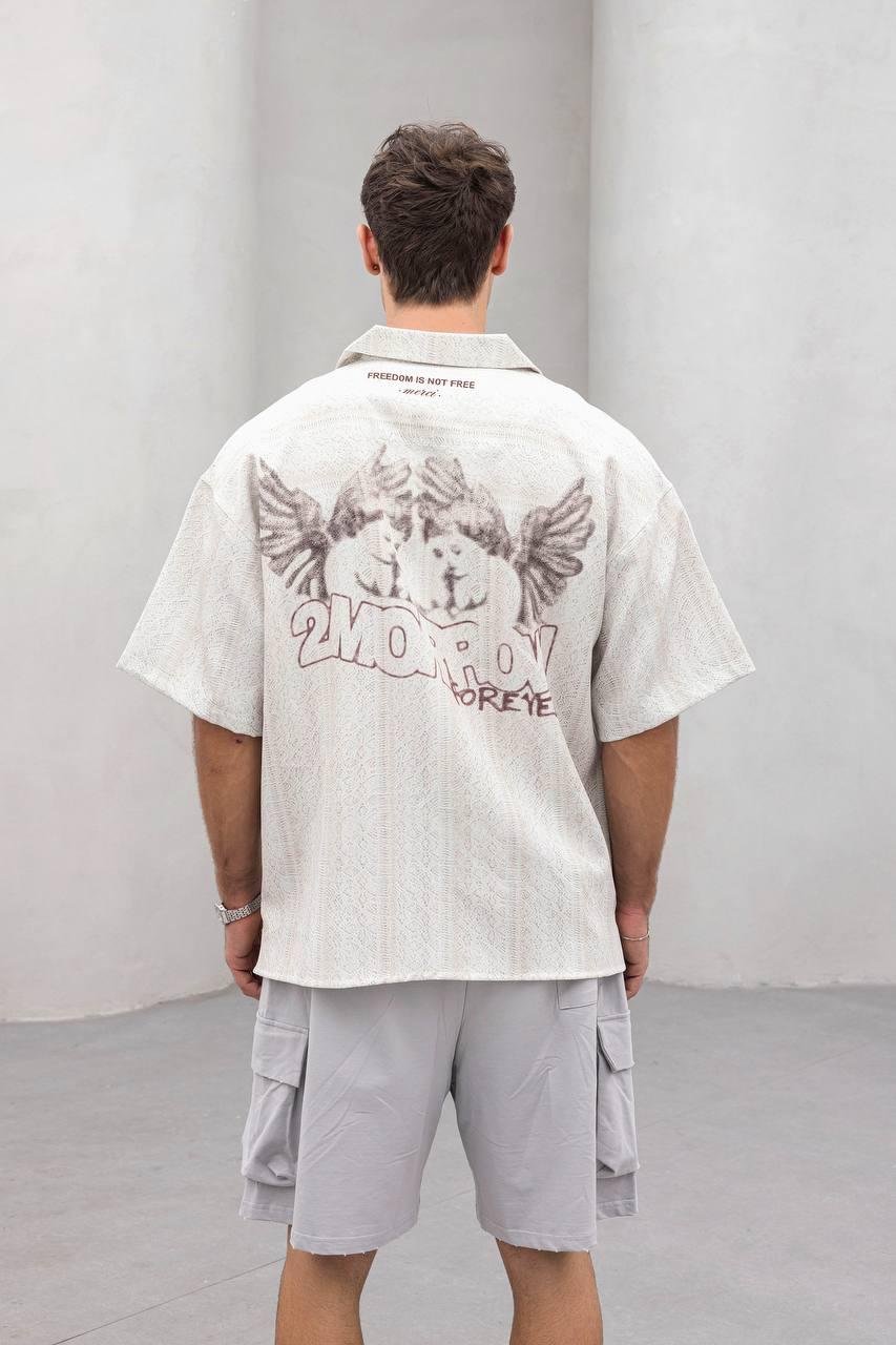 Baskılı Oversize Gömlek