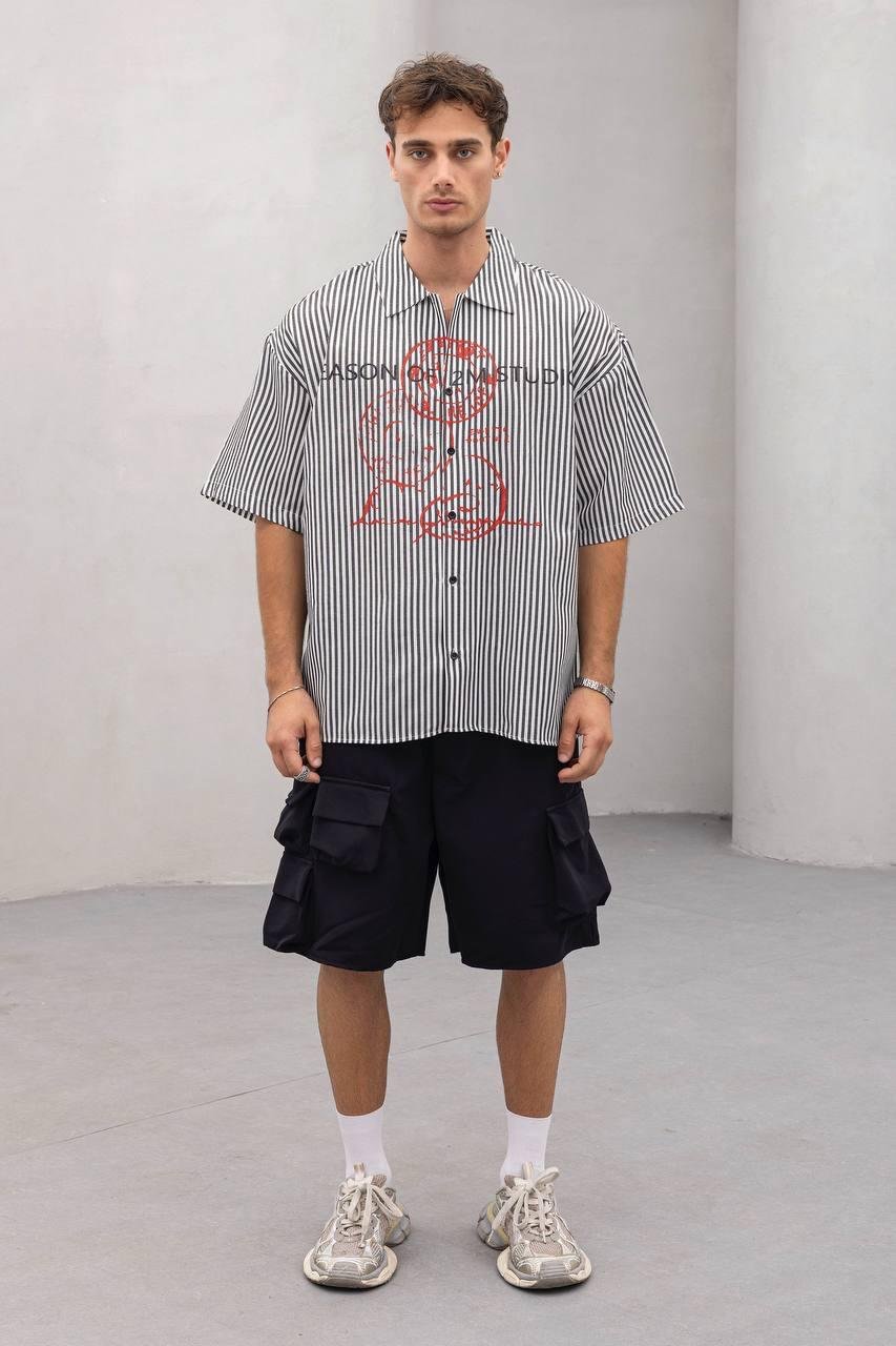 Baskılı Oversize Gömlek