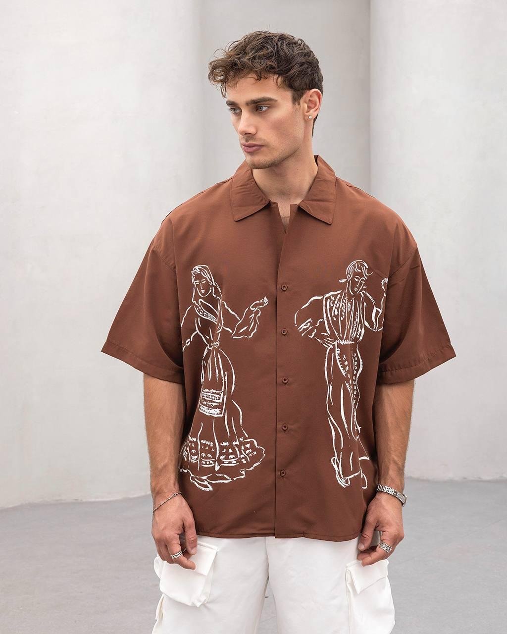 Baskılı Oversize Gömlek