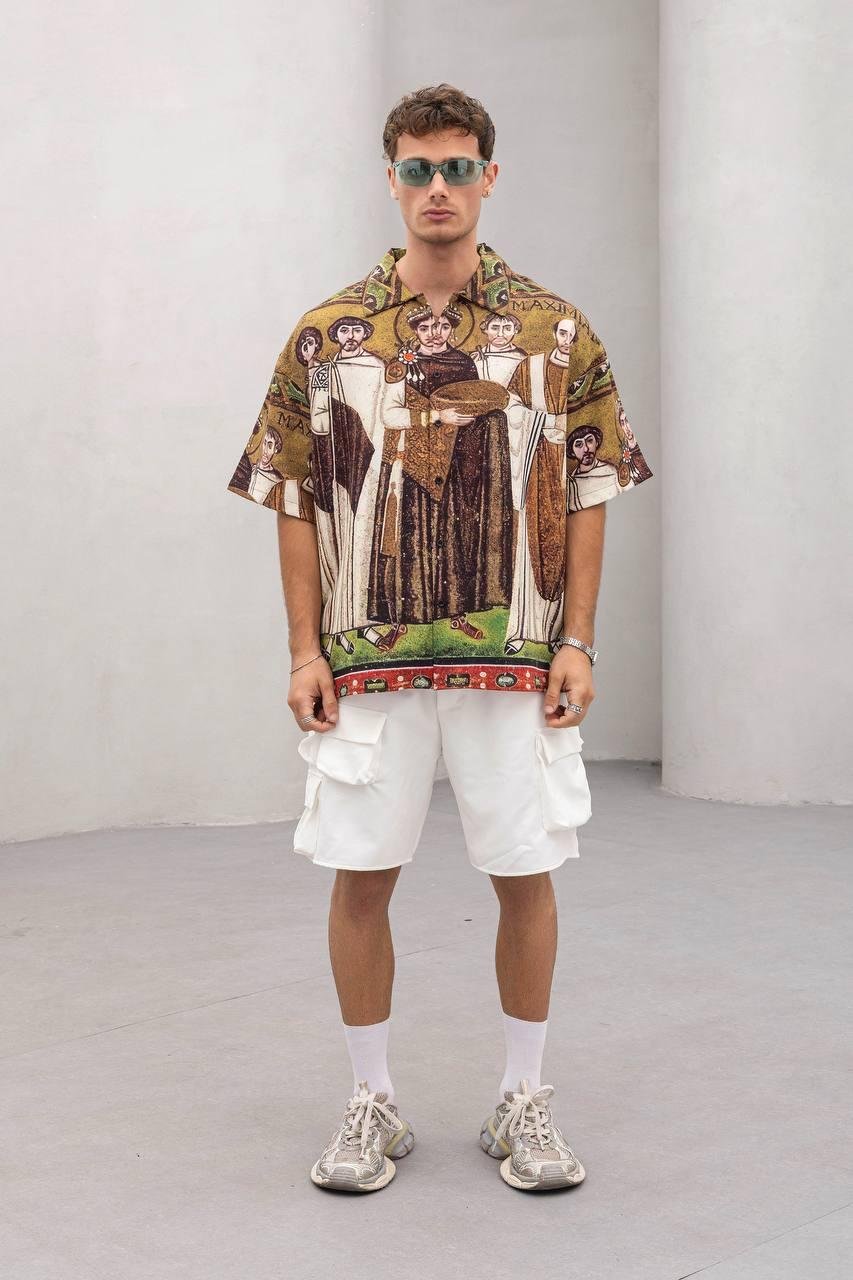 Baskılı Oversize Gömlek