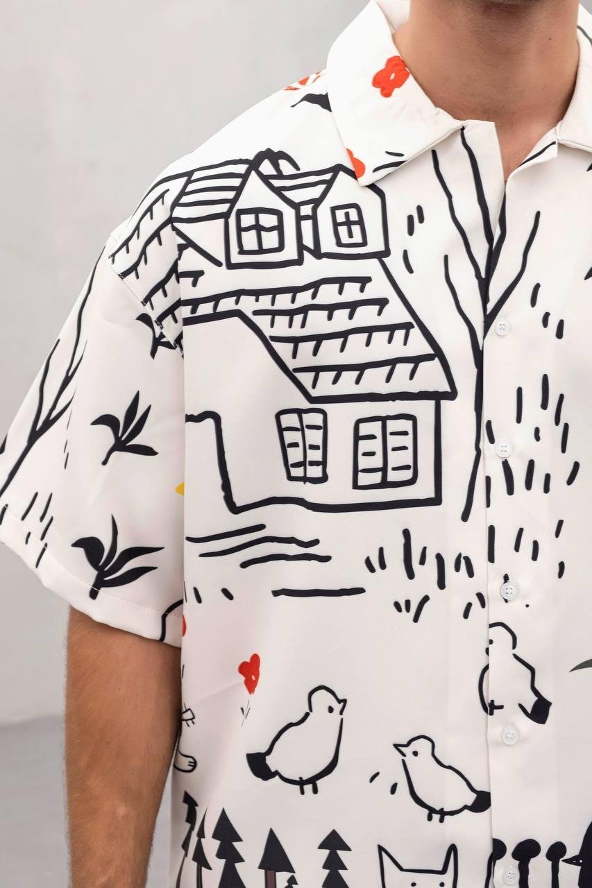 Baskılı Oversize Gömlek