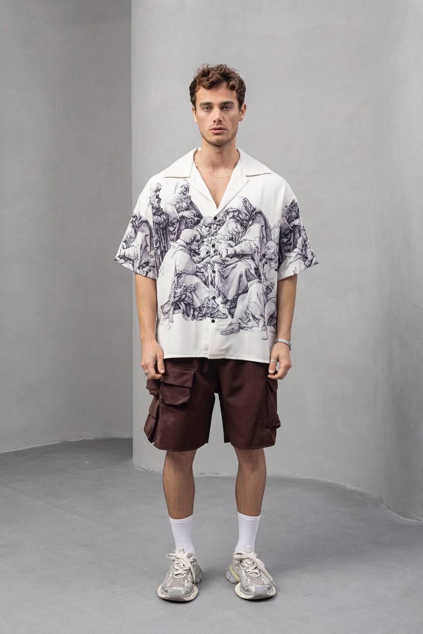 Baskılı Oversize Gömlek