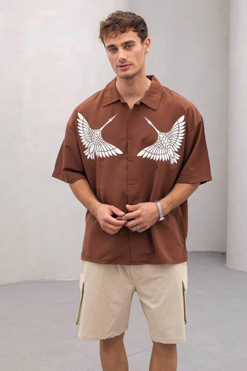 Baskılı Oversize Gömlek