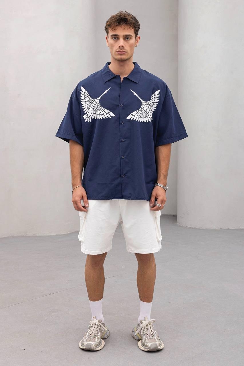 Baskılı Oversize Gömlek