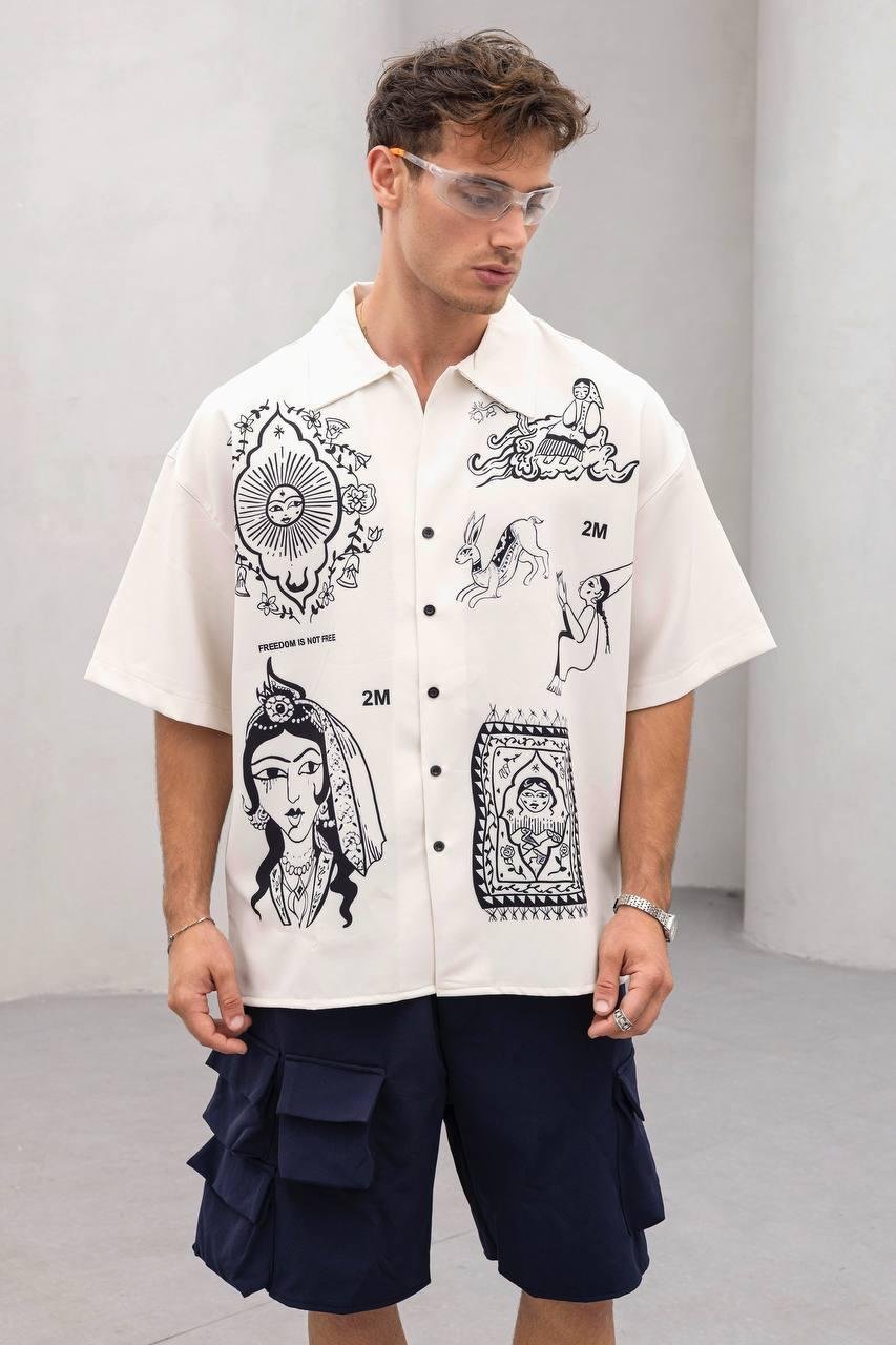 Baskılı Oversize Gömlek