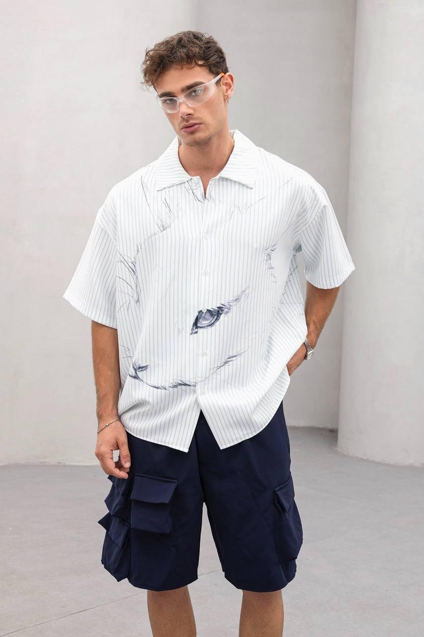 Baskılı Oversize Gömlek
