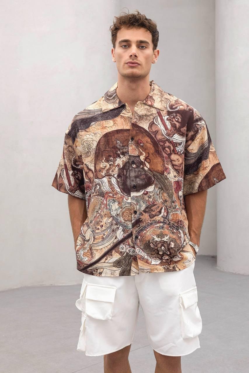 Baskılı Oversize Gömlek