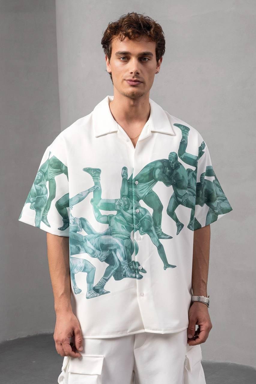 Baskılı Oversize Gömlek