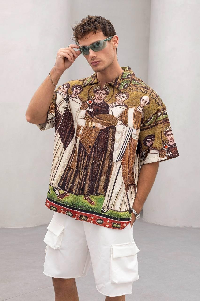 Baskılı Oversize Gömlek