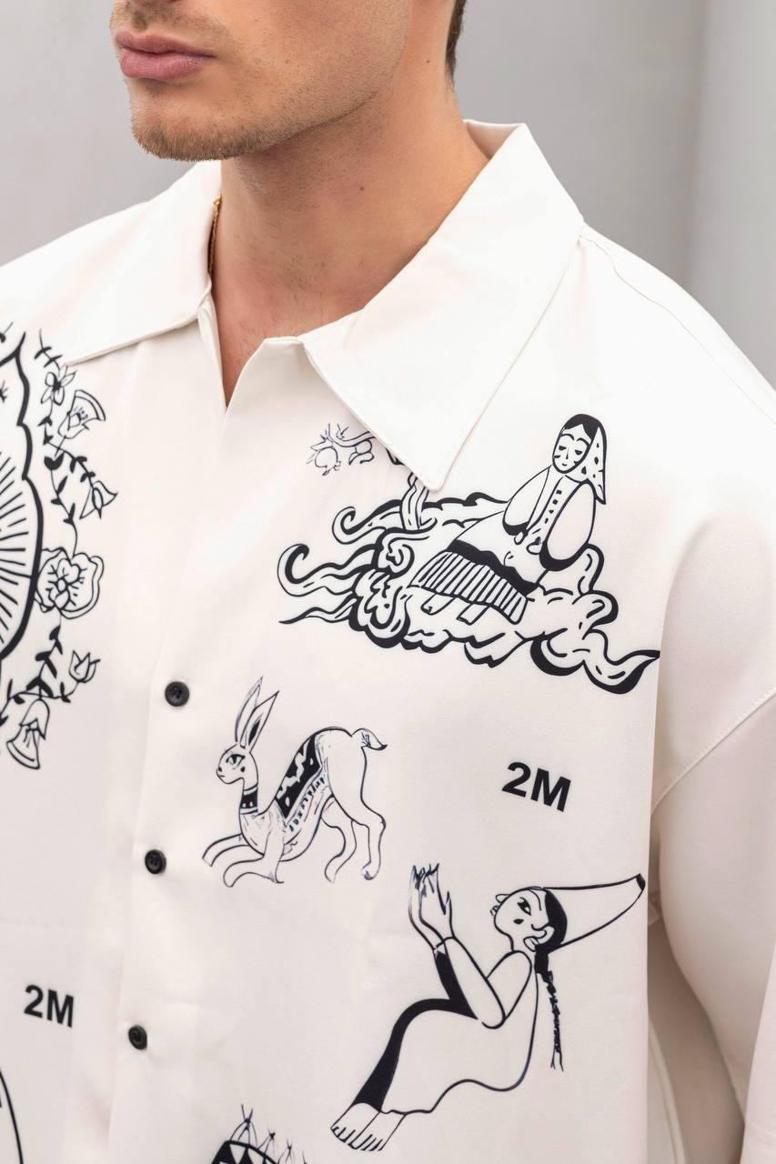 Baskılı Oversize Gömlek