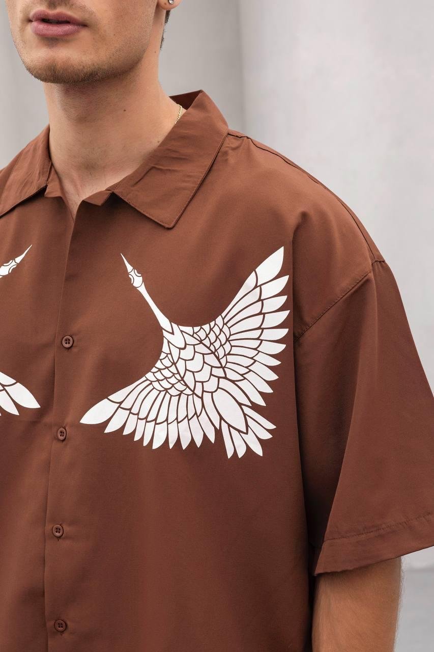 Baskılı Oversize Gömlek