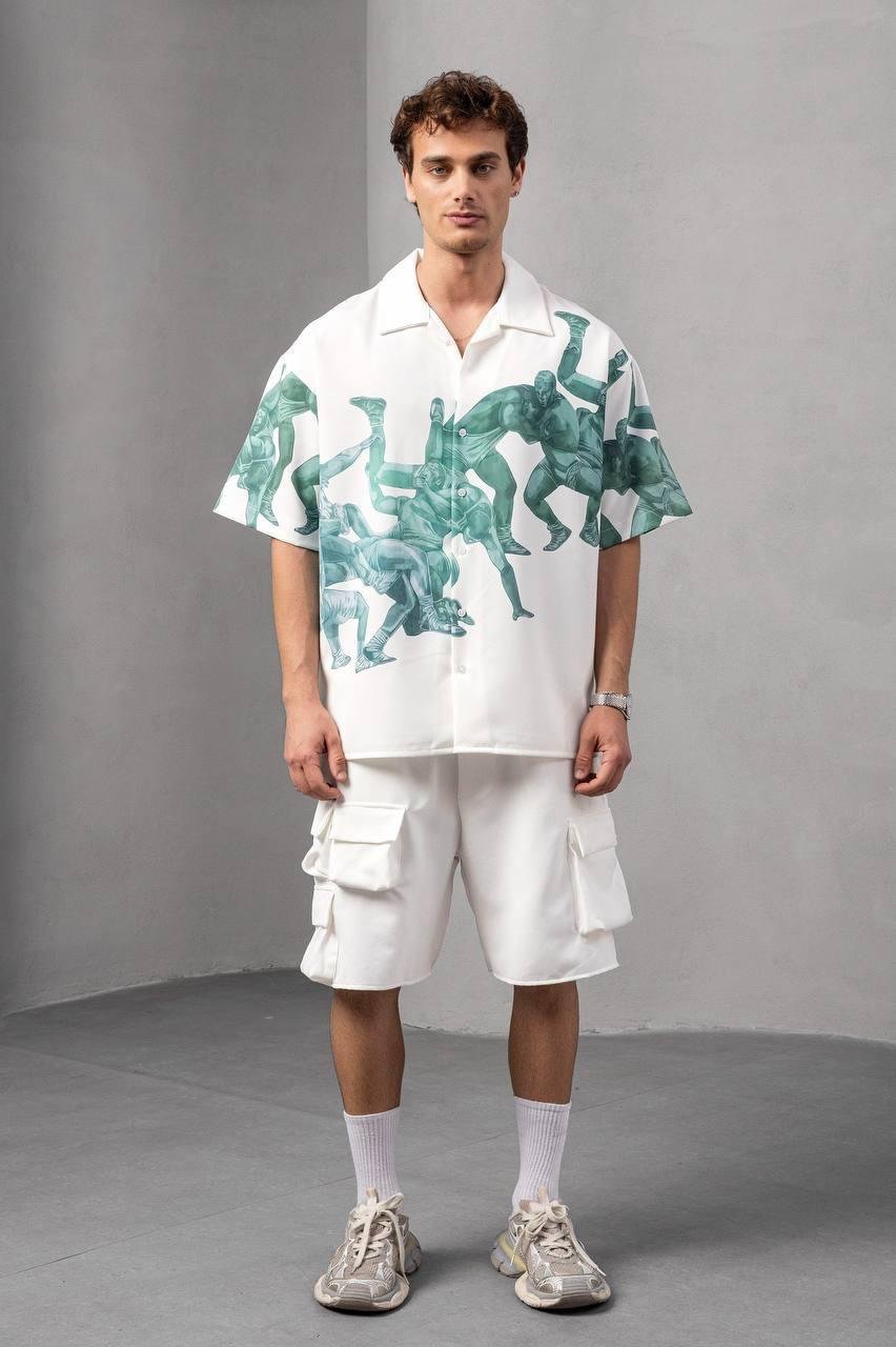 Baskılı Oversize Gömlek
