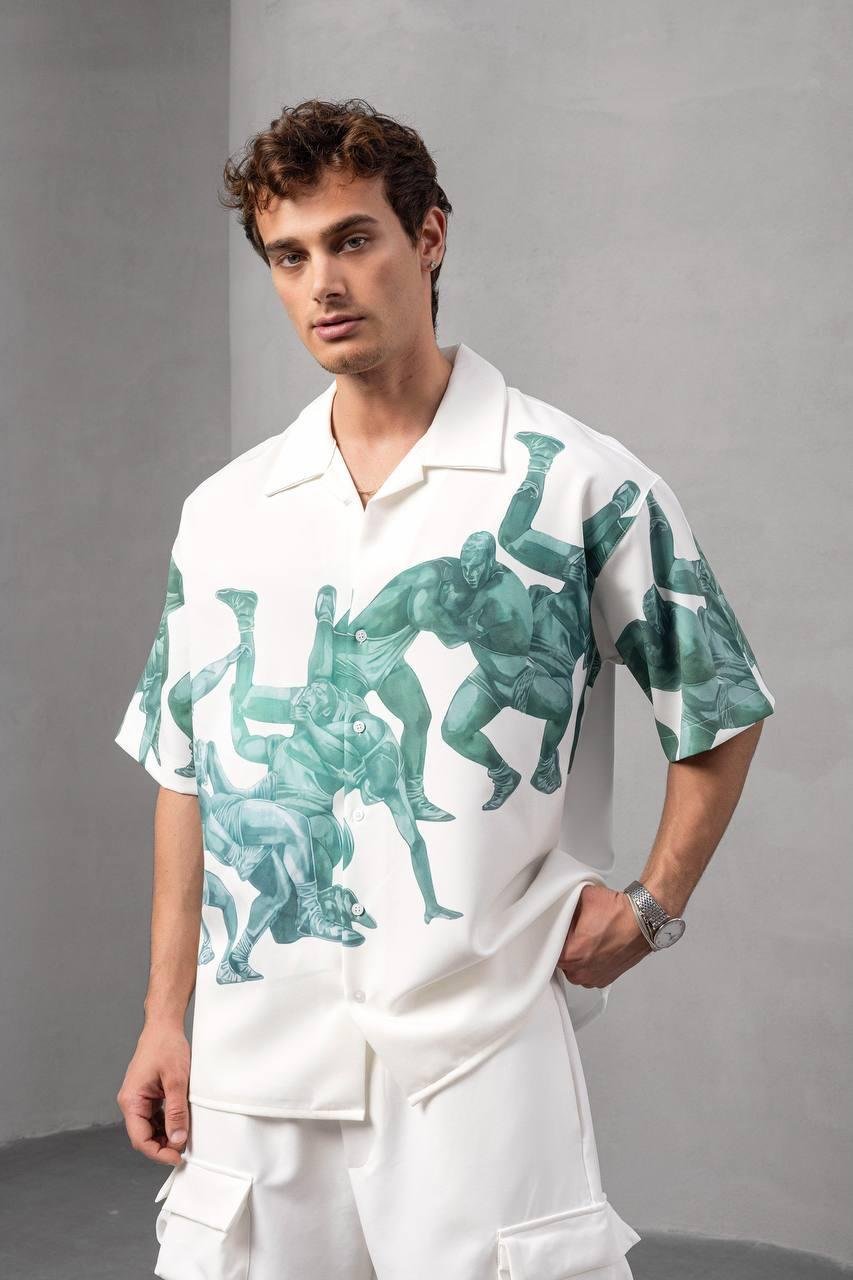 Baskılı Oversize Gömlek