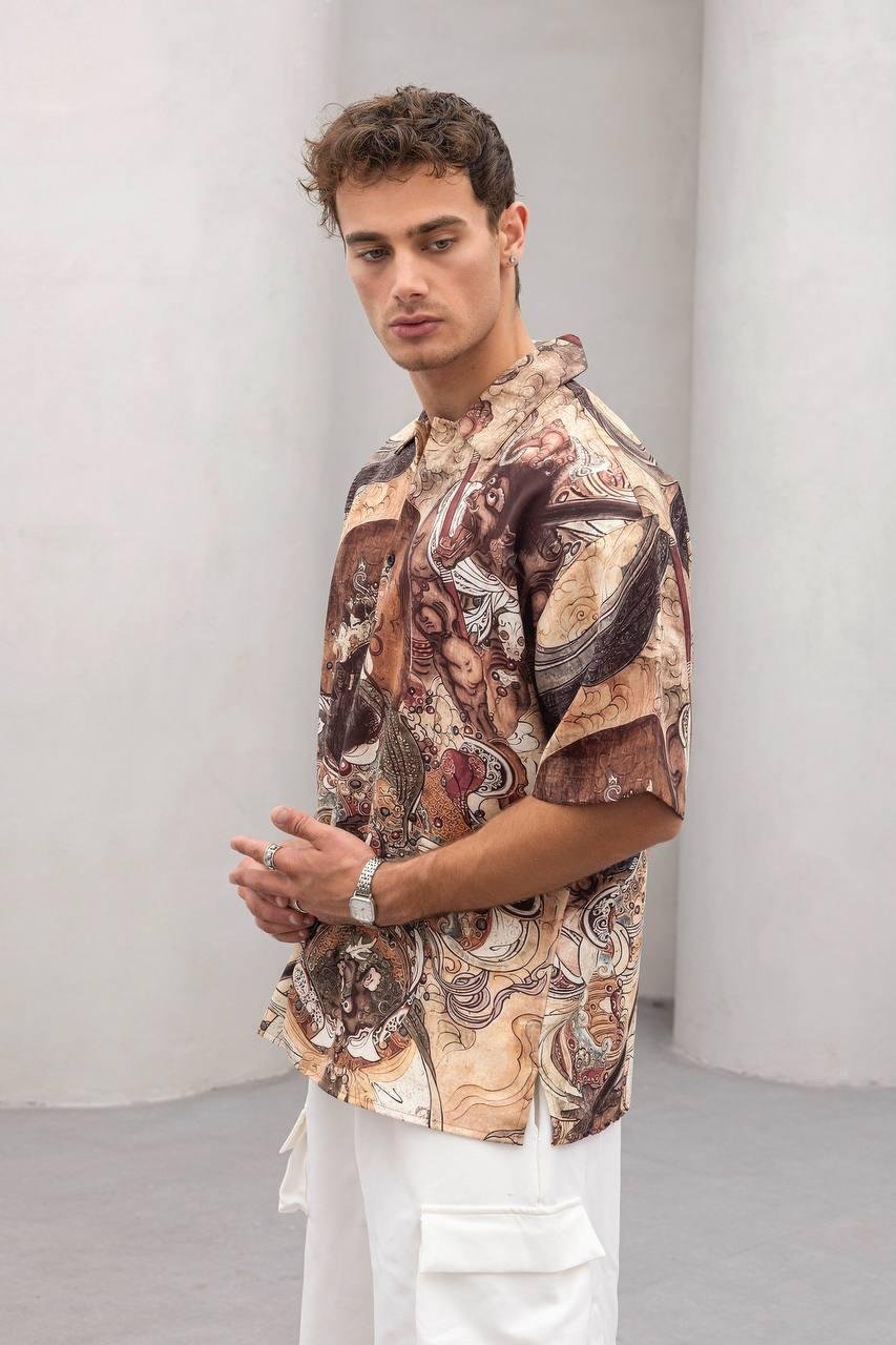 Baskılı Oversize Gömlek