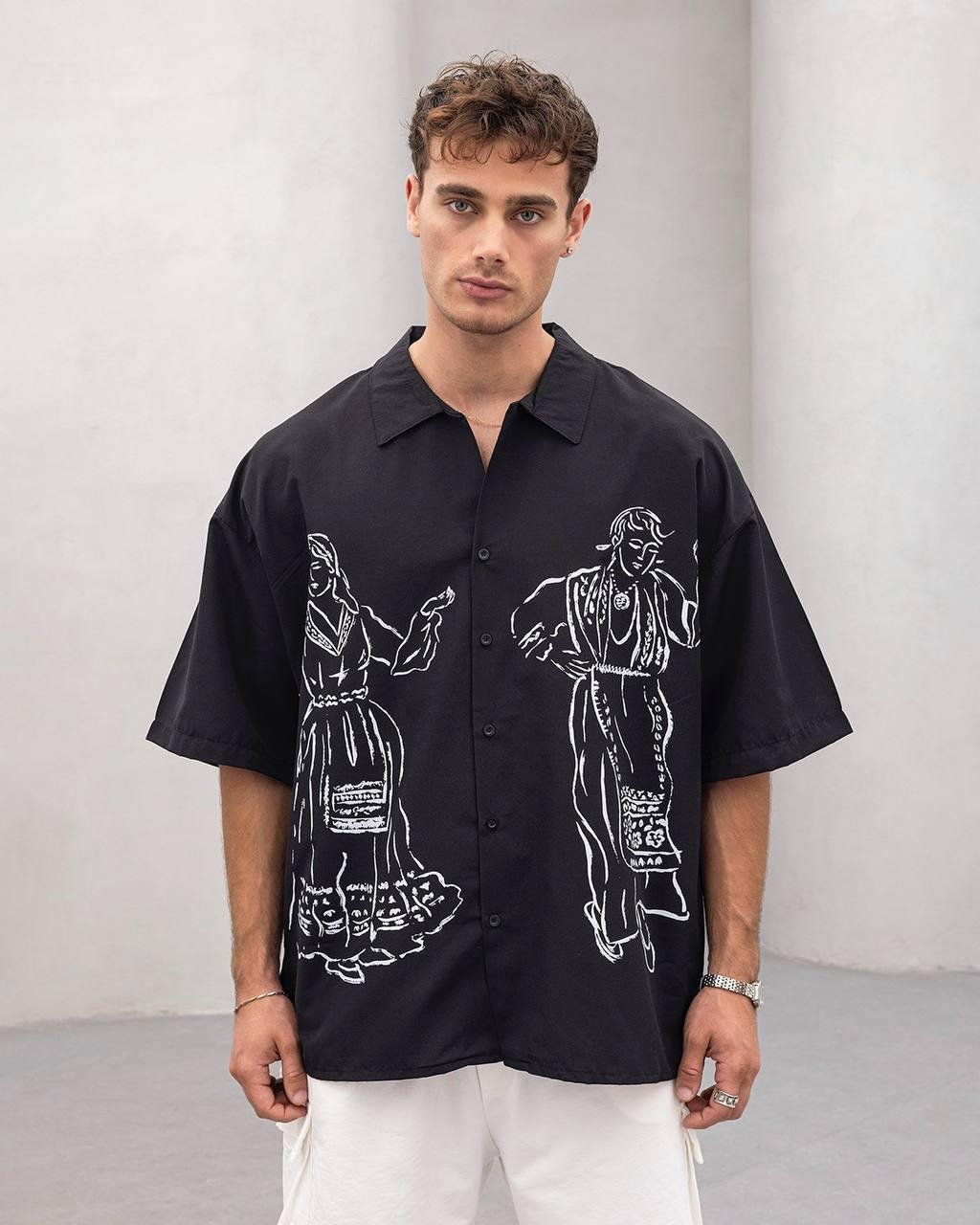 Baskılı Oversize Gömlek