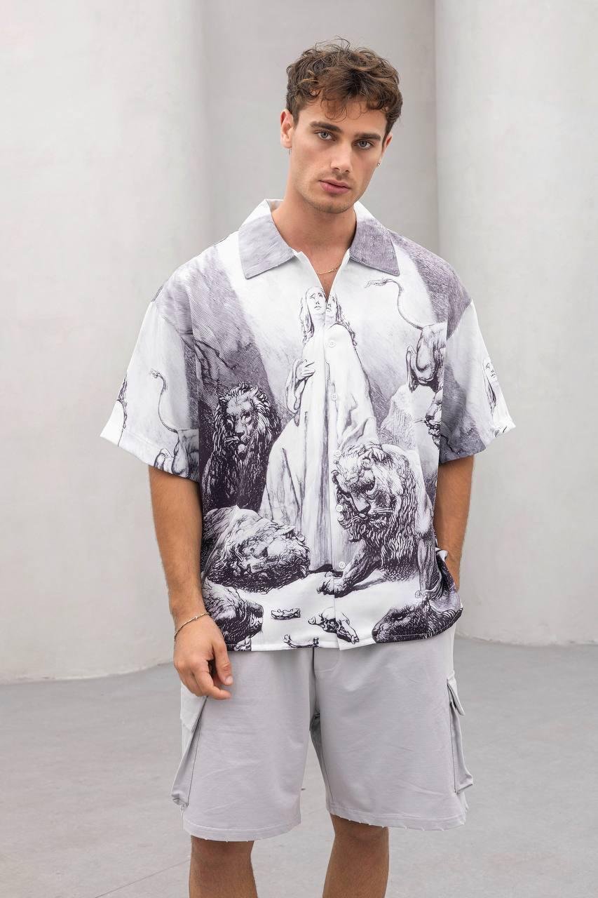 Baskılı Oversize Gömlek