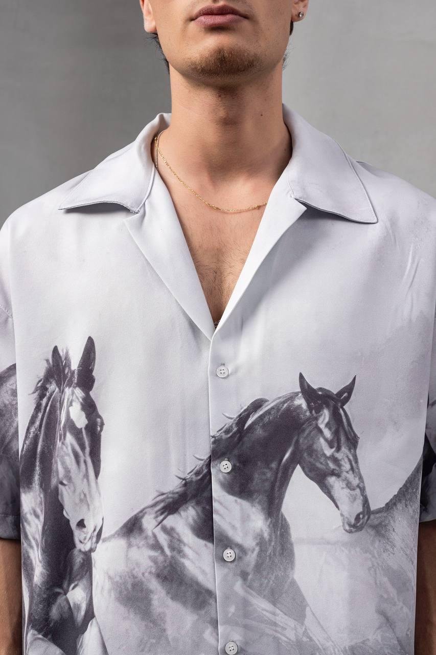 Baskılı Oversize Gömlek