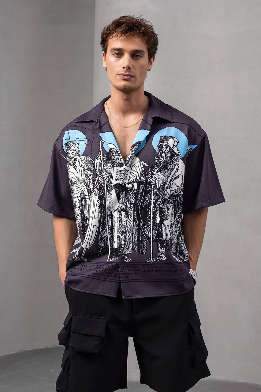 Baskılı Oversize Gömlek