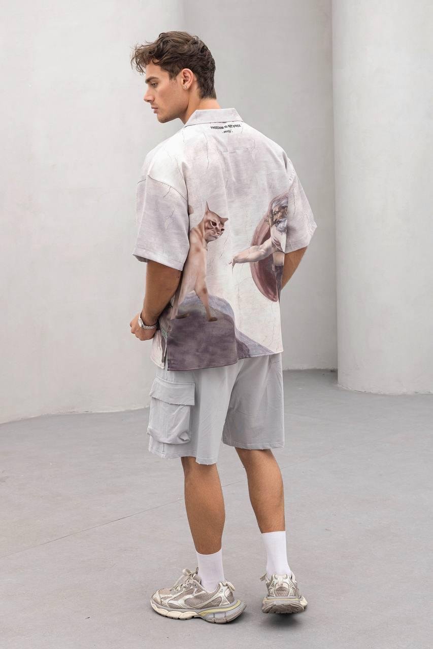 Baskılı Oversize Gömlek