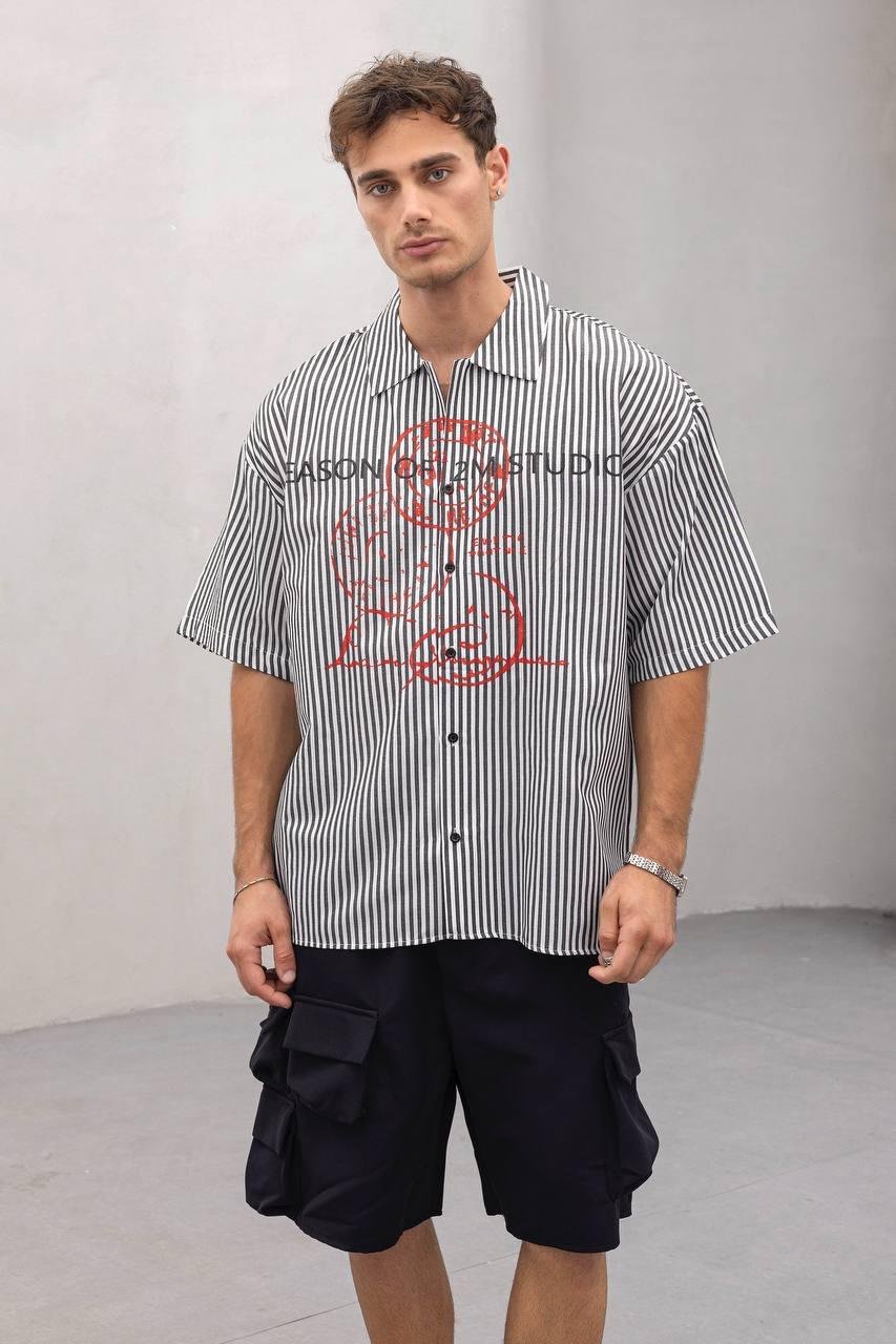 Baskılı Oversize Gömlek