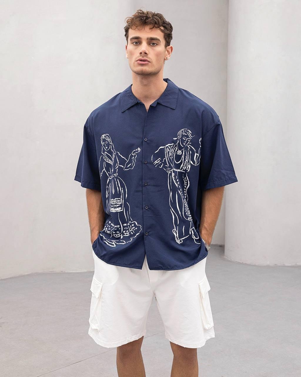 Baskılı Oversize Gömlek