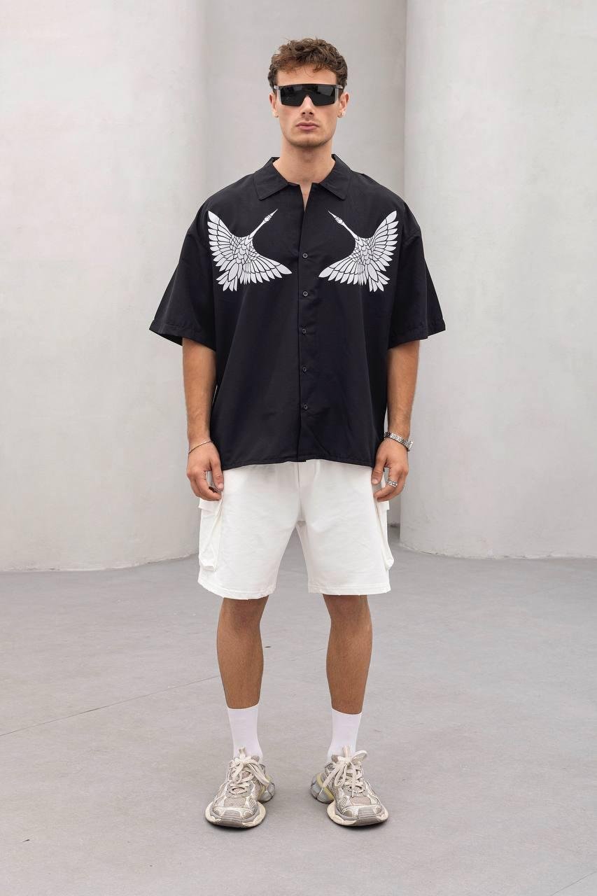 Baskılı Oversize Gömlek