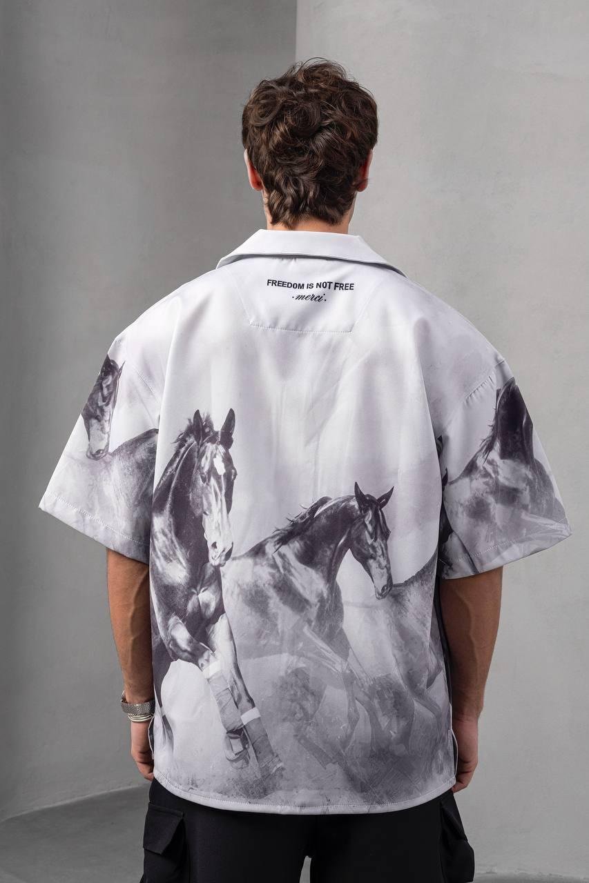 Baskılı Oversize Gömlek