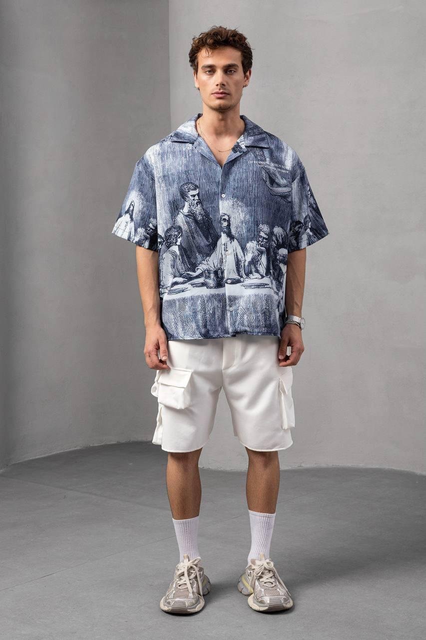 Baskılı Oversize Gömlek