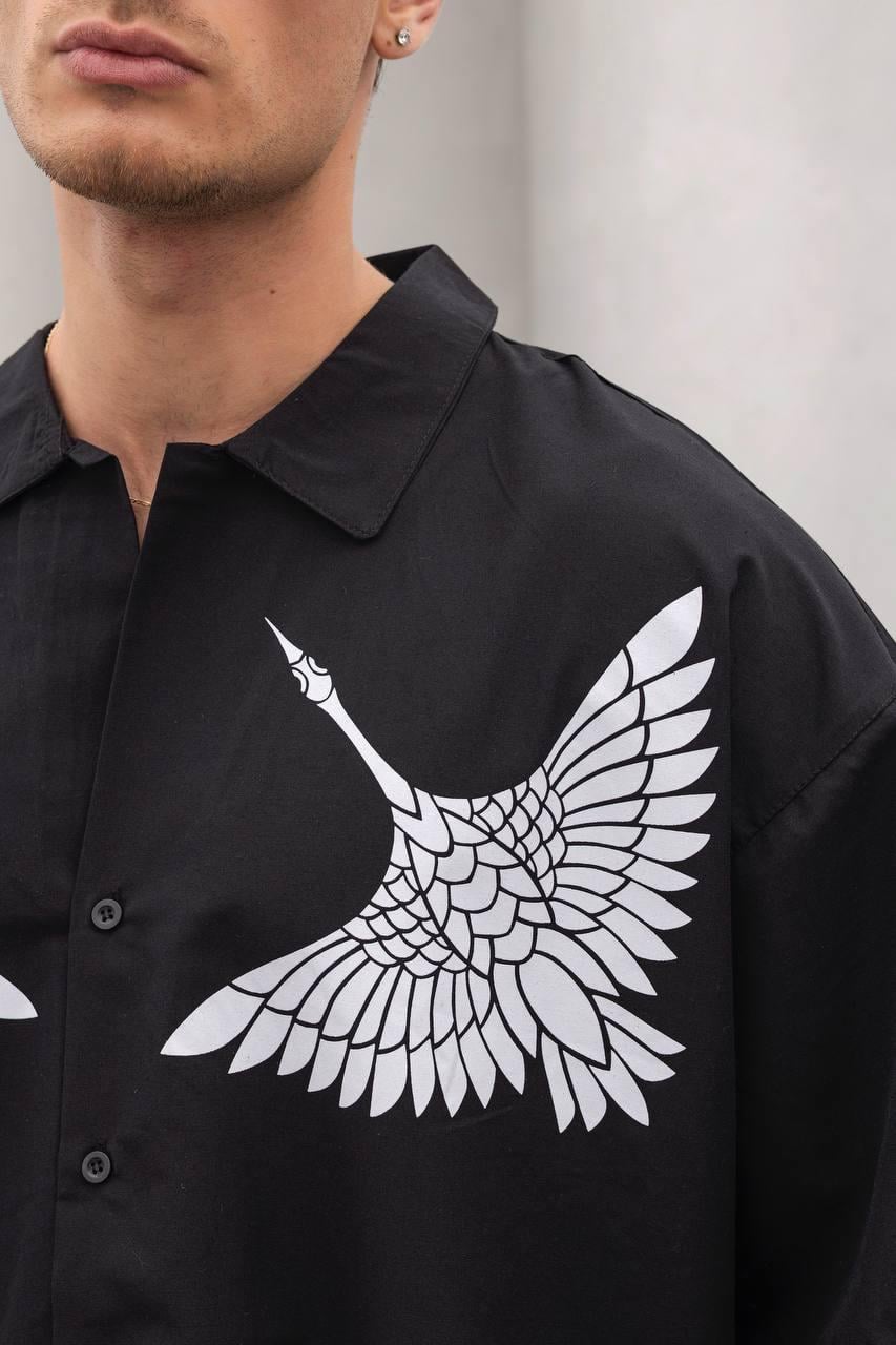Baskılı Oversize Gömlek