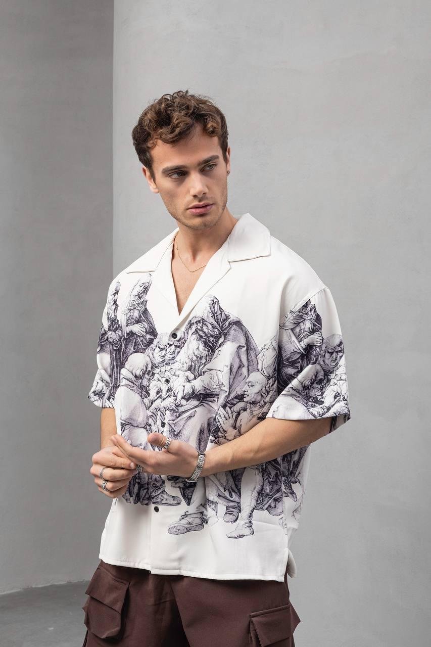Baskılı Oversize Gömlek