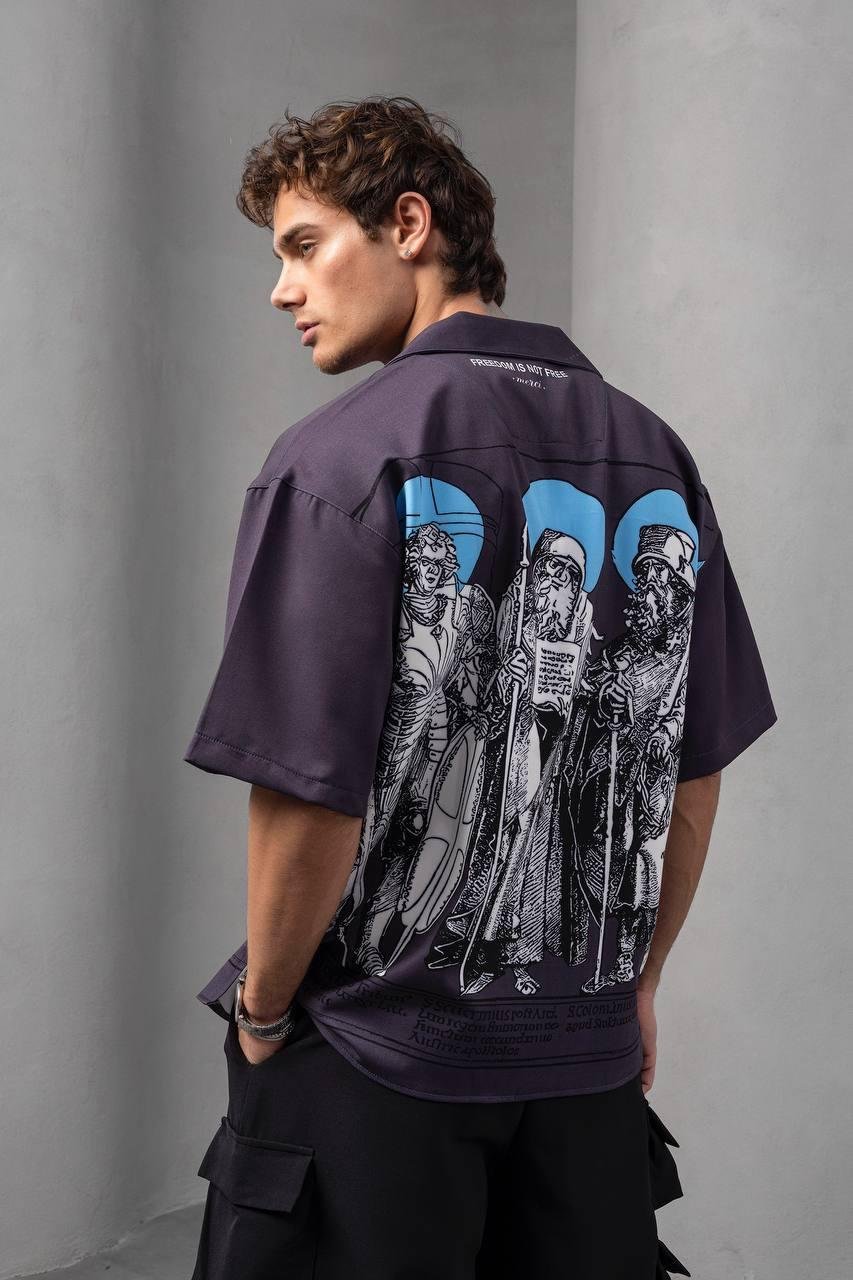 Baskılı Oversize Gömlek