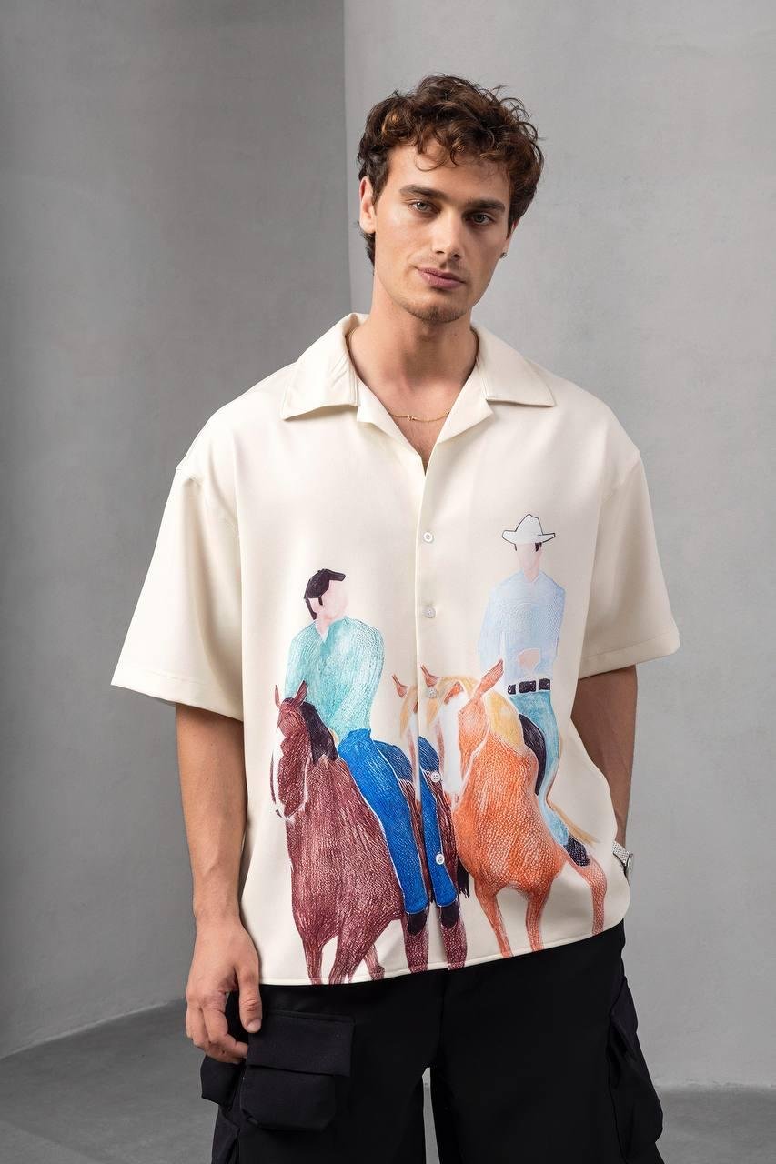 Baskılı Oversize Gömlek