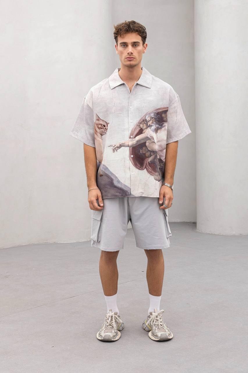 Baskılı Oversize Gömlek
