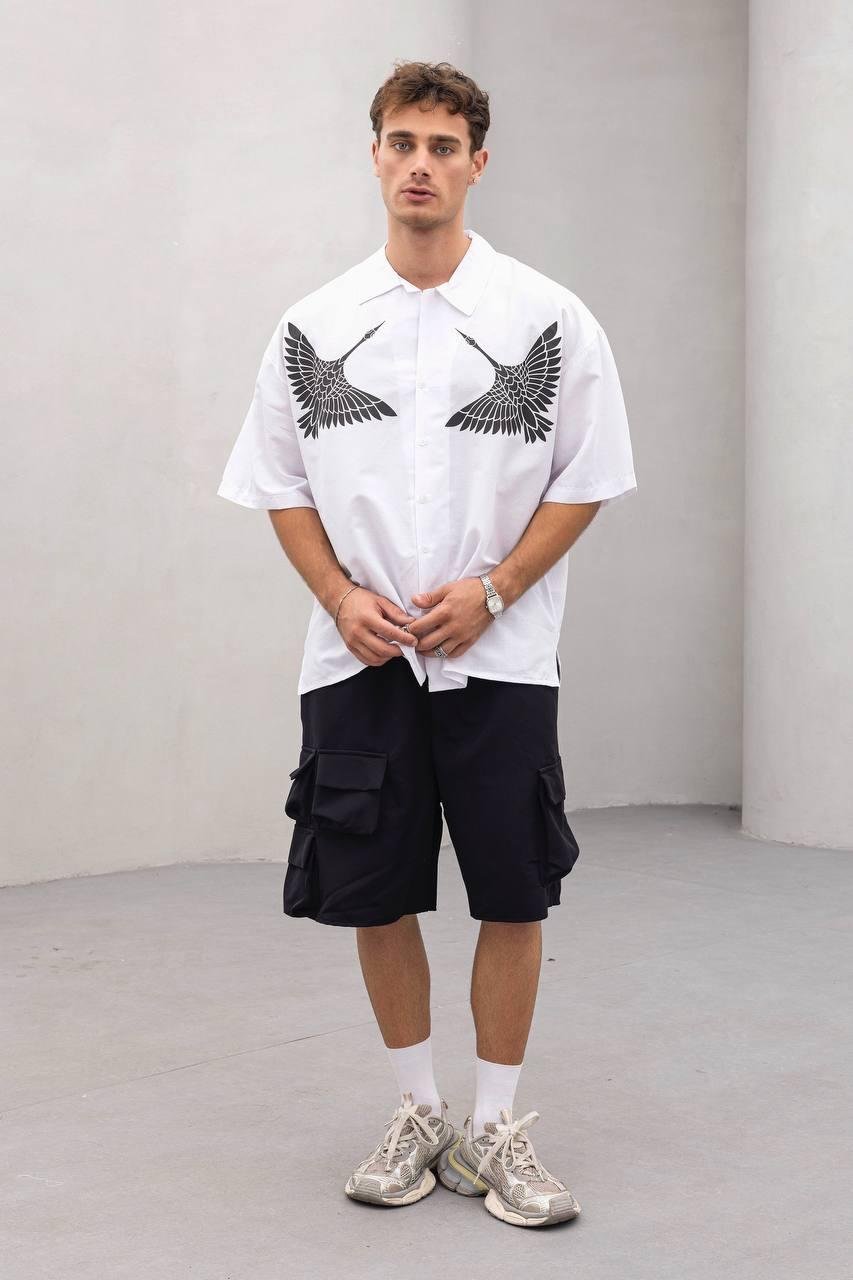 Baskılı Oversize Gömlek