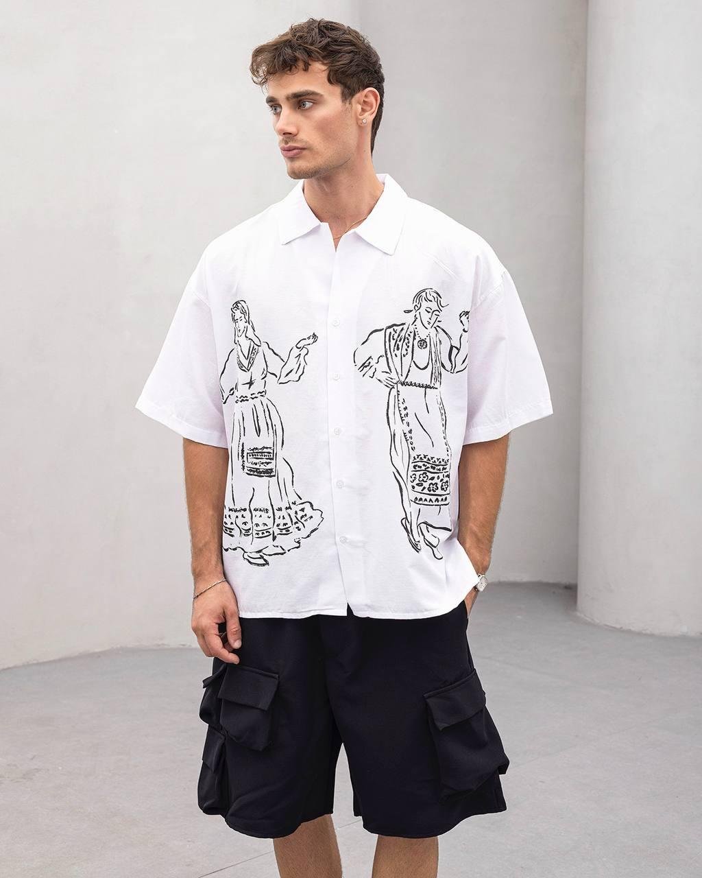 Baskılı Oversize Gömlek
