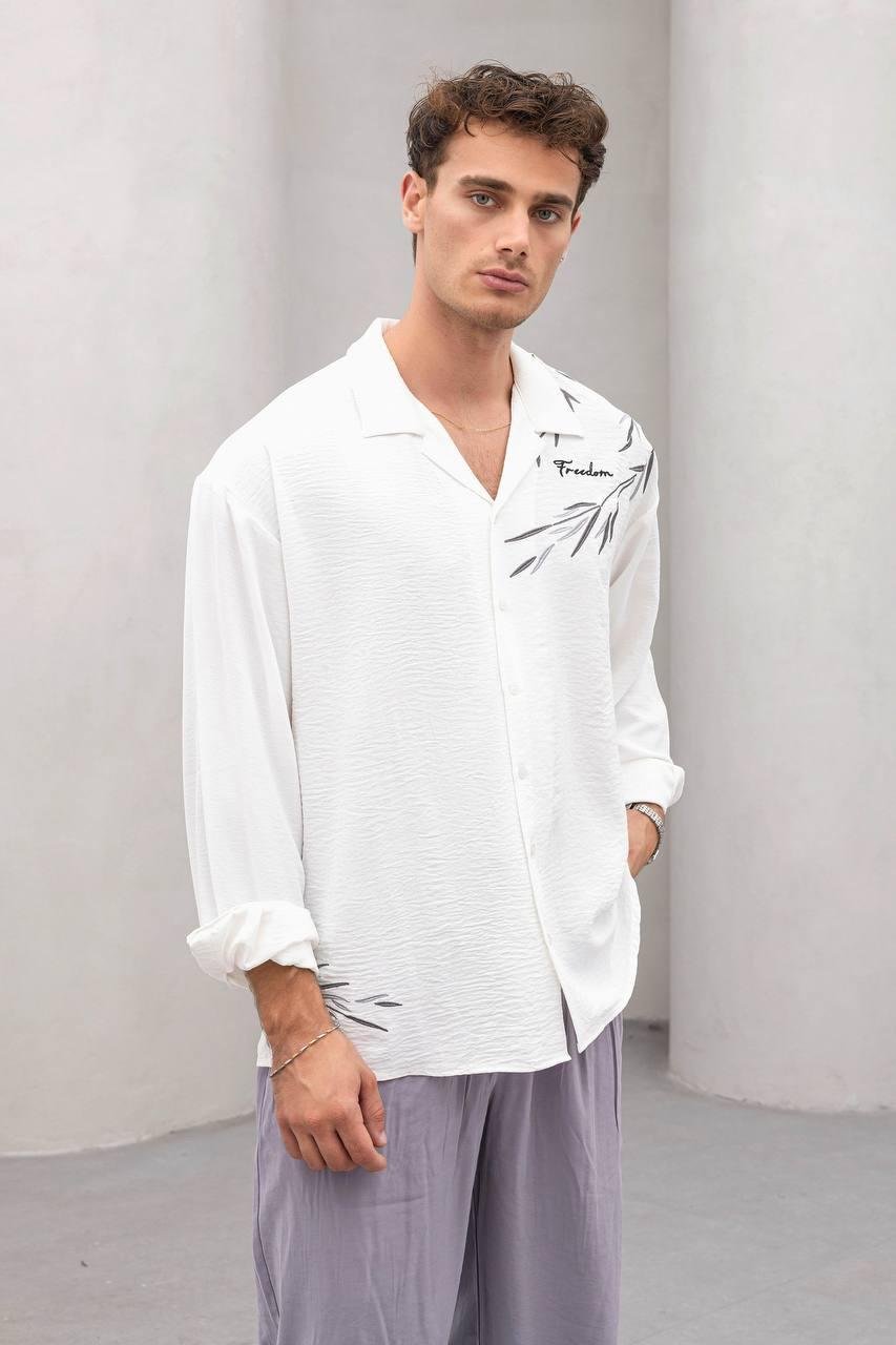 Baskılı Oversize Gömlek
