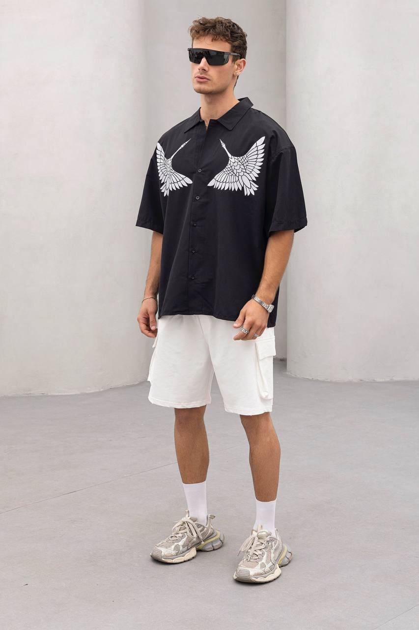 Baskılı Oversize Gömlek