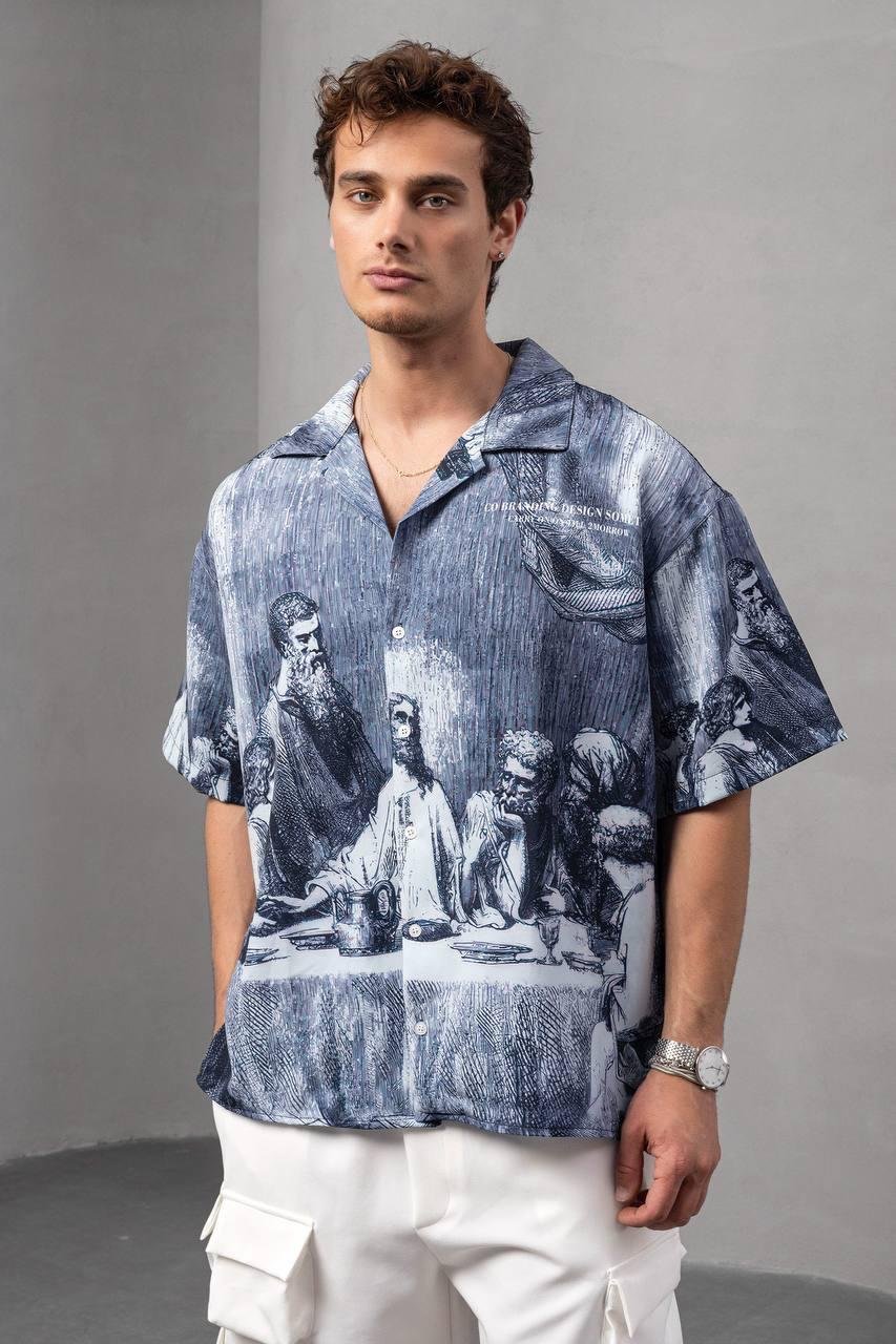 Baskılı Oversize Gömlek