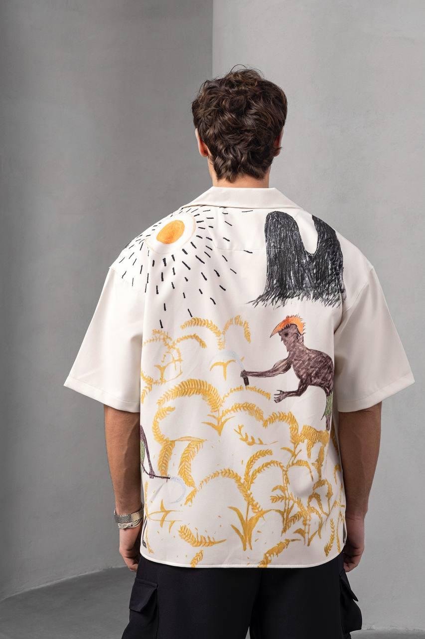 Baskılı Oversize Gömlek
