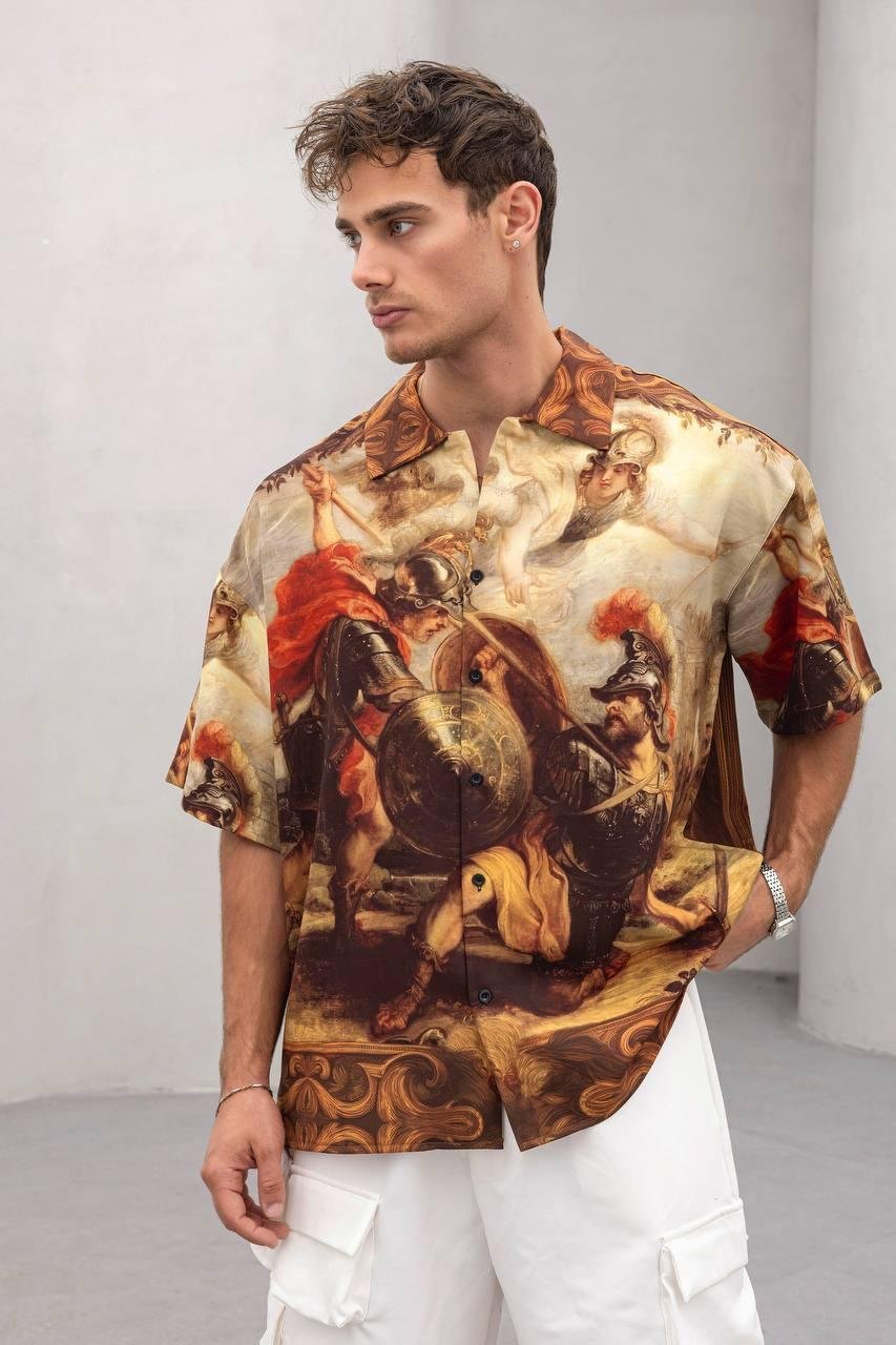 Baskılı Oversize Gömlek