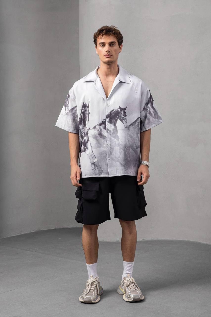 Baskılı Oversize Gömlek
