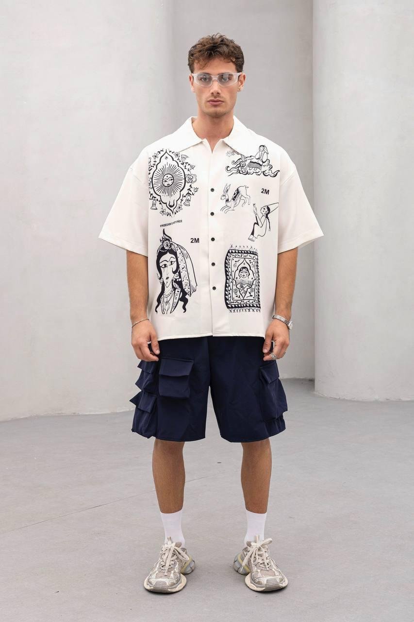 Baskılı Oversize Gömlek