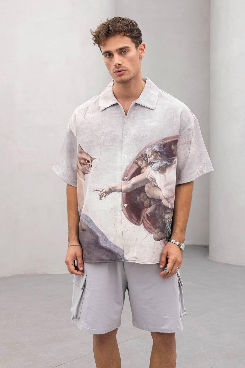 Baskılı Oversize Gömlek