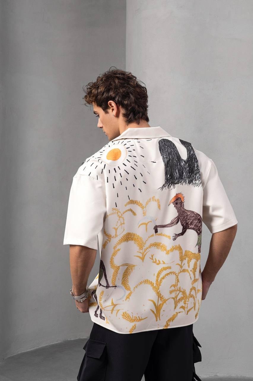 Baskılı Oversize Gömlek