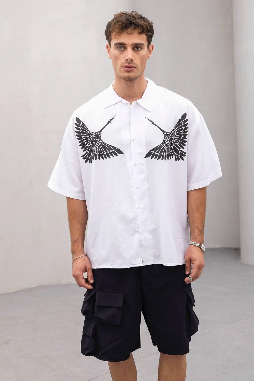 Baskılı Oversize Gömlek